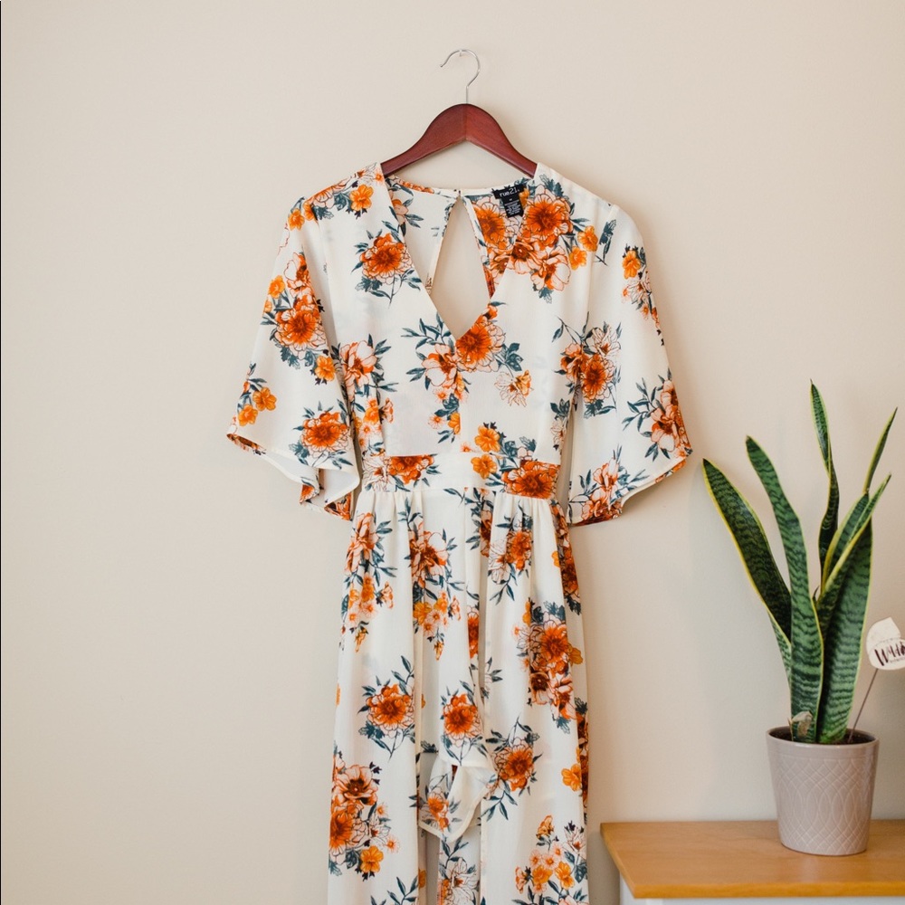 Rue 21 White Floral Maxi Romper